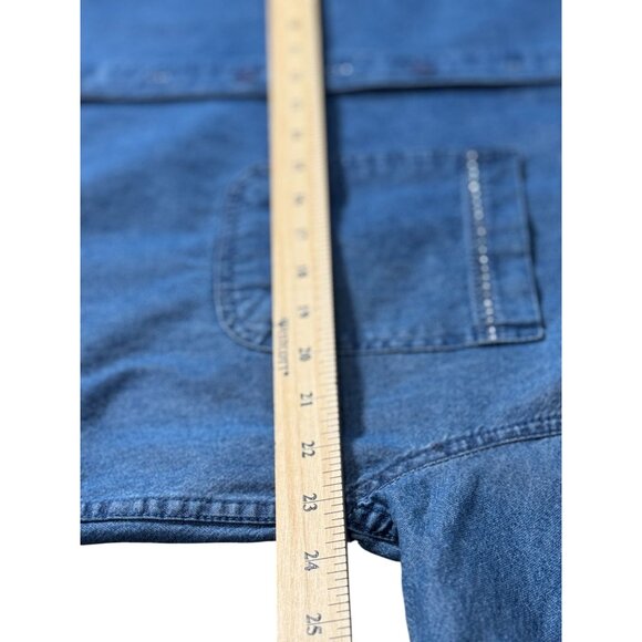 Vintage 80s Grand Ole Opry  L/XL Blue Denim Button Down Shirt Rhinestone Studs - Picture 7 of 12
